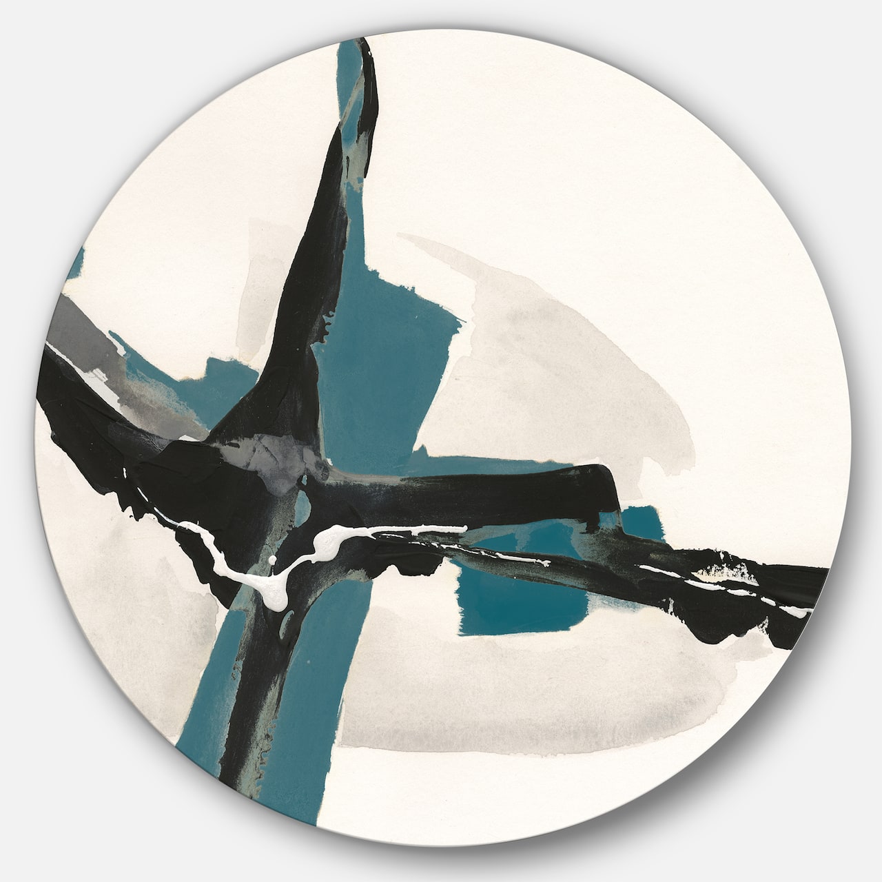Designart - Glam Cerulean I - Glam Metal Circle Wall Art